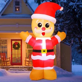 8 FT LED Lights Christmas Decoration Inflatable Gingerbread Man Wearing Christmas Hat Clearance for Childrencolor: Gingerbread Man, size: Large