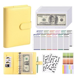 TVETE Money Binder Magnetic Closure Loose Leaf Wallet A6 Binder with Label, PU Leather, Household Account Management, File, Money Management, Notebook, Envelope Saving, Household Account Book Set