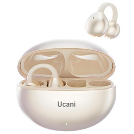 Ucani Wireless Headphones, Open Clip-On Earphones Sports Headphones, 12mm Diaphragms with ENC Crystal Clear Calls, IPX5, Bluetooth-5.4 Compatible with iOS Android, 30H Playtime (Bright gold)