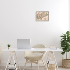 Stupell Industries Northern England Map Maine Vermont New Hampshire, Design by Daphne Polselli White Framed Wall Art, 14 x 11, Beige