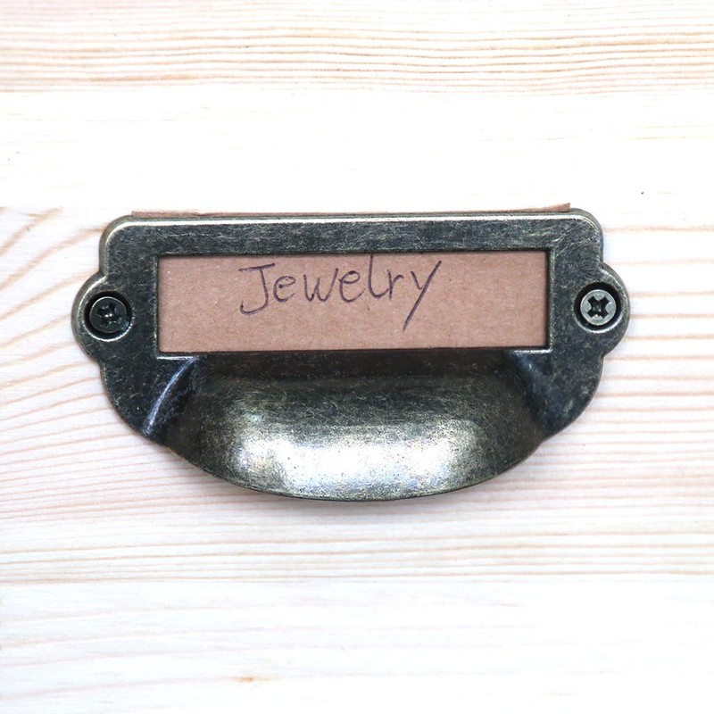LXZ 8 PCs Antique Brass Card Holder Drawer Pull/Label Tag