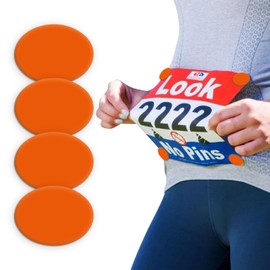 bibSNAPS Race Bib Clips - Safety Lock Fasteners - Secures Running, Marathon, Cycling and Event Number, Non Magnetic, Easy to Use, Soft & Reusable - Replacement for Pins & Magnets - Plain Orange (4pcs)