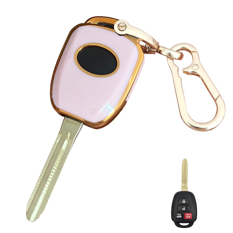 QIXIUBIA for Toyota Key Fob Cover Smart Key with Keychain