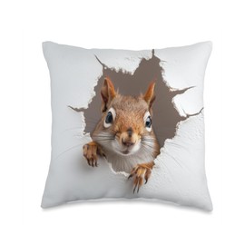 Funny Squirrel Face Mischievous Squirrel Animal Lover Throw Pillow