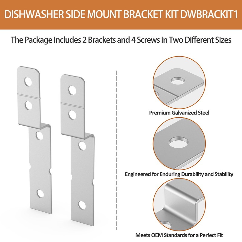 2 Pack Dishwasher Side Mount Bracket Kit for Electrolux &