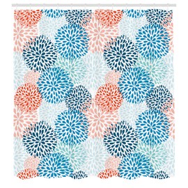 Ambesonne Floral Shower Curtain, Modern Floral Ornate Petals Flourish Traditional Springtime Garden Leaves, Cloth Fabric Bathroom Decor Set with Hooks, 69" W x 70" L, Dark Coral