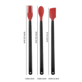 Mini 3-Piece Silicone Head Utensil Set,High Heat Resistant long handle Silicone Spatulas, Kitchen Utensils Non-Stick For Baking,Cooking And Mixing (Red)