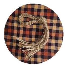 Nakpunar 12 pcs 6" Fall Fabric Jar Covers with Jute Twine Ties (Fall Homespun, 6" straight frayed sided)