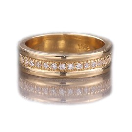 Alex's Wish List Wedding Band Eternity Band Promise Ring Engagement Ring | Gold and White Gold Tone Cubic Zirconia Ring for Women and Men | Classic and Elegant Style