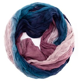 Gloop Women's Scarf Light Loop Scarf Tube Scarf with Colour Gradient Various Colours, Dark blue-dusky pink