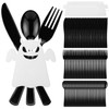 25 Set Black Halloween Cutlery Set with Felt Twist Tie,
