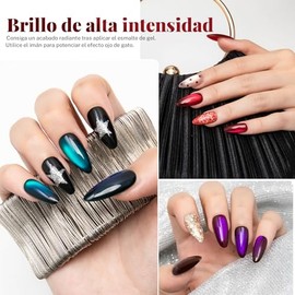 CHERIMOYA Kit de 6 Esmaltes de Uñas en Gel Ojo de Gato Holográfico con Imán