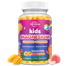 Center-Filled Kids Magnesium Gummies - Magnesium Glycinate Gummies for Kids Adults with L-Theanine, Chamomile, Licorice, Vitamin D, B6 for Sleep, Relaxation, Brain & Muscle - Sugar Free Peach & Mango