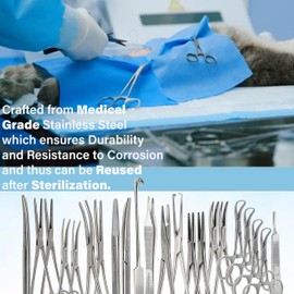 A2Z Stainless Steel 22 Pcs Veterinary Instruments Set Includes Kelly Forceps Mosquito Hemostats Carmalt Rochester Backhaus Towel Clamps Mayo Metzenbaum Scissors Multipurpose Spay Pack Kit-All in ONE