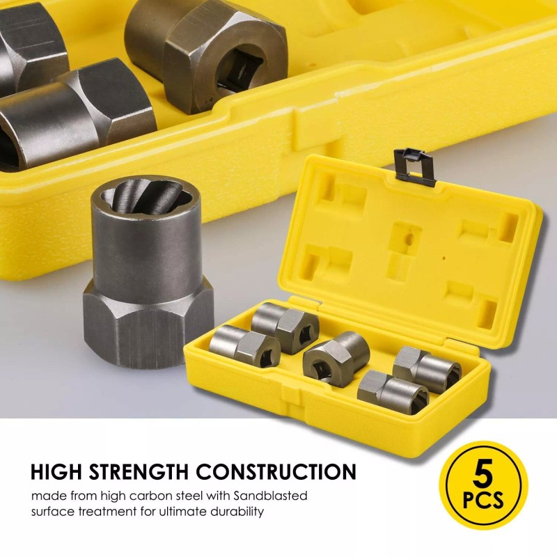 Topec 5-Piece Heavy Duty Nut Bolt Remover set, 1/2” Drive