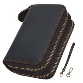 Kakukosya Men's Key Case, Smart Key Case, Compatible with Smart Keys, Fits 2 Coin Purses, Genuine Leather, Car, coffee