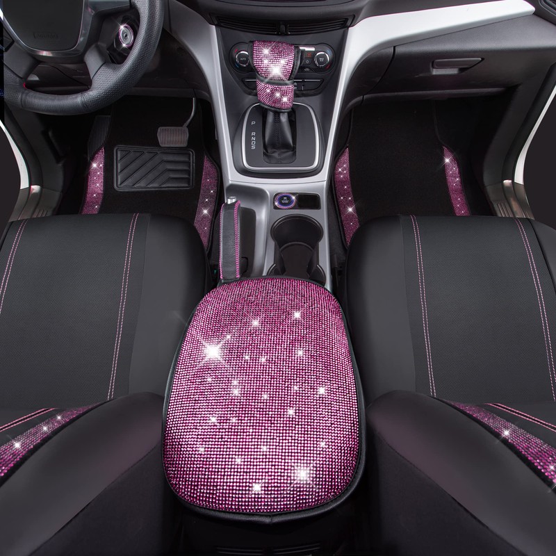 CAR PASS Bling Rhinestone Car Seat Covers Leather Shining Diamond