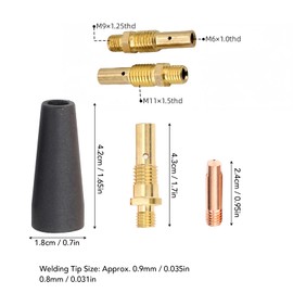 28 Piece MIG Welding Kit Flux Cored Gasless Nozzle Contacts Replacement MIG Welder Parts for Weld Pak 100HD 125HD 140HD 180HD (0.031inch/0.8mm Parts Kit)