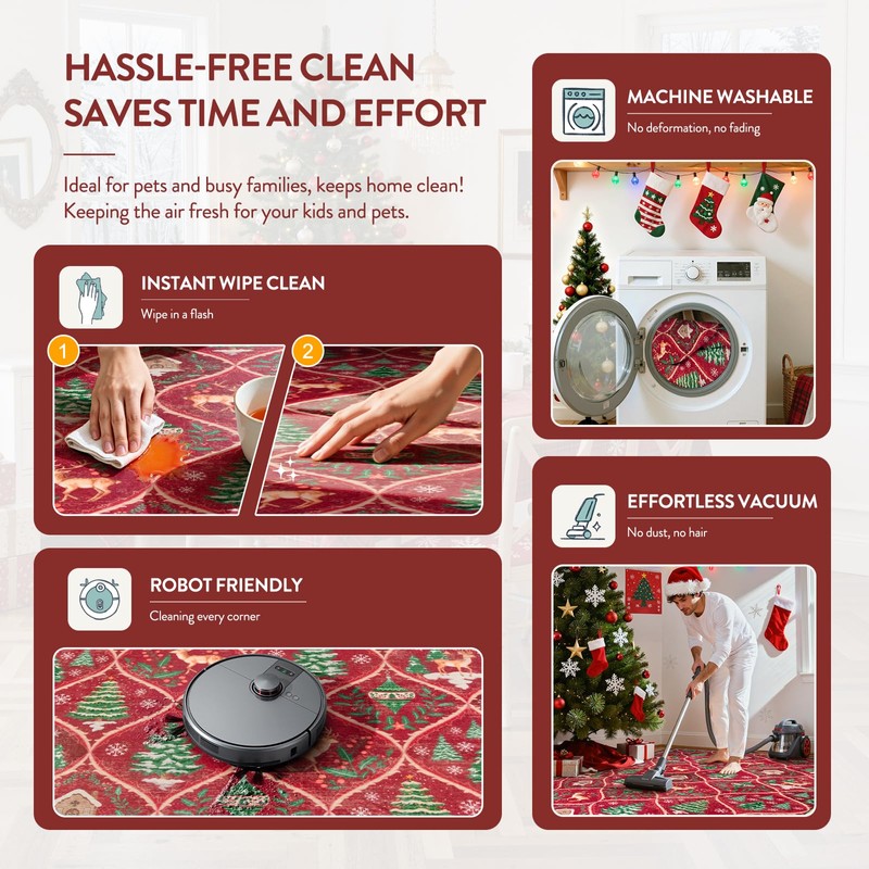 Lahome Christmas Kitchen Runner, 2x6 Hallway Runner Rug Christmas Washable