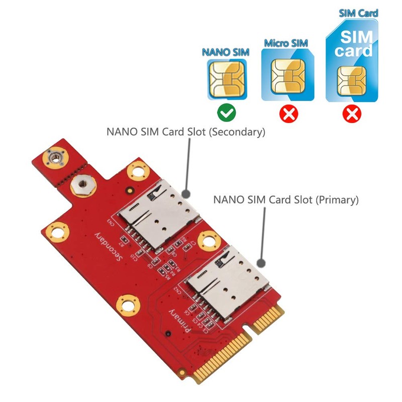 M.2 Key B to Mini PCI-E Adapter with Dual Nano