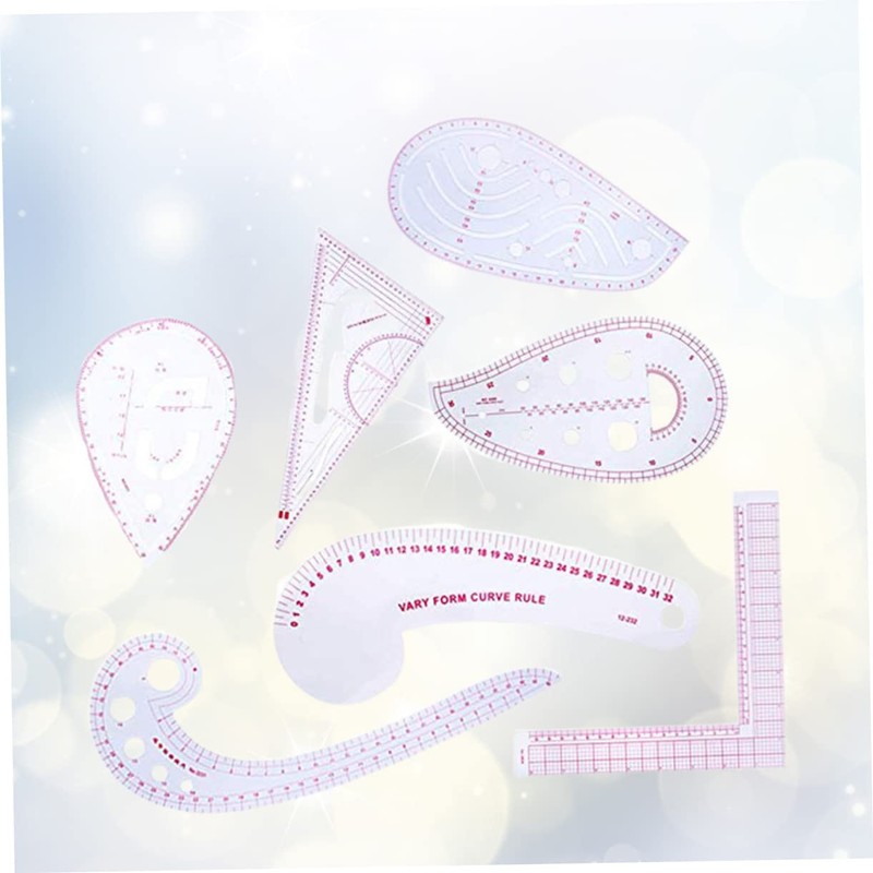 TEHAUX 7 Pcs Multi Functional Sewing Ruler Set Acrylic Measuring