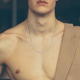 GLIJWELE Silver Chain for Men, Sterling Silver Chain for Men Necklace Chain 2.5mm Silver Chain Mens Chain Sterling Silver Necklace for Men Rope Chains for Men 18 inch