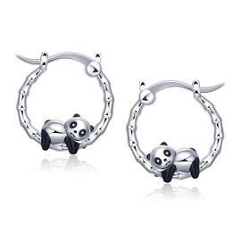 Panda Unicorn Sloth Earrings for Girls - Qings 925 Sterling Silver Small Animal Hoop Earrings Hanging Earrings Hypoallergenic Cute Sloth Panda Unicorn Gifts for Women Daughter, Sterling Silver, No