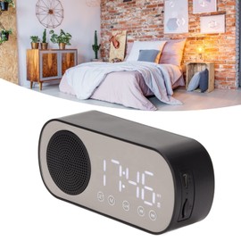 Tatiy Digital Alarm Clock, Portable Radio Alarm Clock Dual Alarm Clock with BT Speaker Large LED Screen, Radio Morning Clock for Reading Cooking Horse Riding