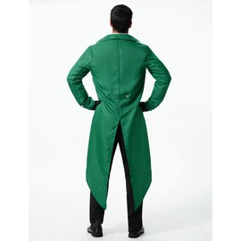 Odizli Medieval Clothing Men's Tailcoat Jacket Steampunk Coat Gothic Vikings Frock Coat, Green