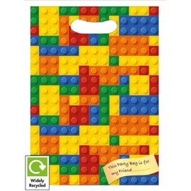 MustBeBonkers BUILDING BLOCKS/BRICKS BIRTHDAY PARTY GOODIE RECYCLABLE BAGS - LOOT TREAT PLASTIC CELLO GIFT BAG - (10 Bags)