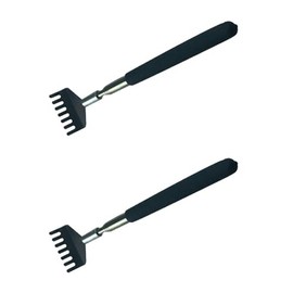 Self-Therapeutic Back Scratcher, Portable Extendable Back Scratcher, Gifts for Men and Women, Metal Stainless Steel Massager/Kickback for Scratching (Pack of 2), Short, Grey