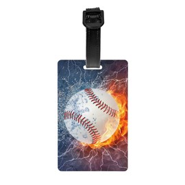 Small Baseball Backpack Tag for Kids, Sports-Themed Luggage Tags for Boys Girls, Cute Plastic Name Tag ID Identifier Labels for Baggage Bookbag Lunchbox Travel Suitcase Bags, 1 Pc