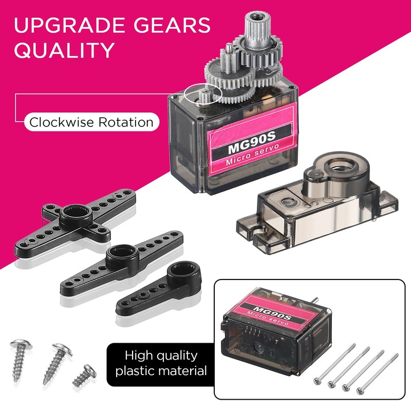 Hanaive 16 Pcs Mini MG90s 9g Micro Servo Motor RC