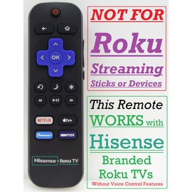 Hisense New Hisense Roku TV Remote*NOT FOR ROKU STREAMING DEVICES*302600