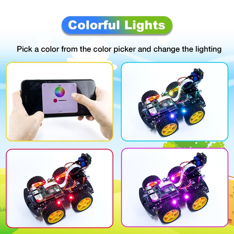 LAFVIN 4WD Smart Car Kit for Raspberry Pi5/4B/3B+/3B/2B/1B+ with Tutorail