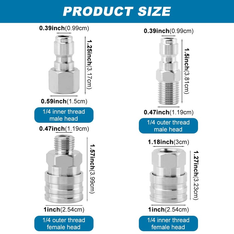 Axrivonte 2 Sets NPT 1/4 Inch Pressure Washer Coupler Quick