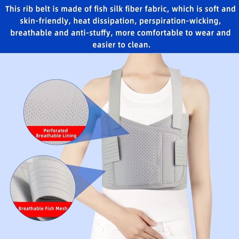 Malloraned Rib Brace for Women,Adjustable Rib Compression Wrap with Cross