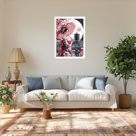 MAXBYE DIY 5D Diamond Painting Arts Kits for Adults, Japanese Lady Diamond Art Kits Full Drill Crystal Pictures Arts Crafts Moon Diamond Cross Stitch Painting Home Wall Decor Birthday Gift 30x40 cm