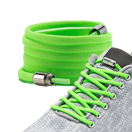LaceHype Premium Elastic No-Tie CP2 Shoelaces with Metal Aglets for Trainers, Sports Shoes, Set for 2 Pairs of Shoes, Green, Set for 2 Pairs of Shoes