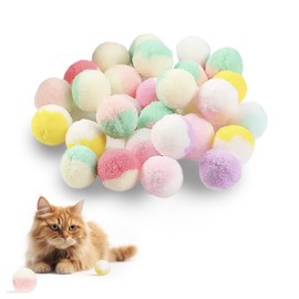 YASPOK Cat Toy Balls, 50Pcs Premium Soft Pom Pom Ball for Kittens, 1,2'' Funny Interactive Cat Pompom Toys for Bored Indoor Cats Playing Plush Balls for Craft DIY Decorations, Cute Kitten Kitty Toys.