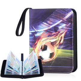 400 Pockets Soccer Card Binder for Trading Cards Collectors Portable Waterproof Card Bag Book with 50 Removable Clear Sleeves Compatible with Soccer Cards