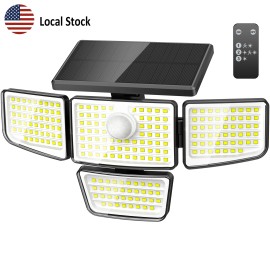 Solar Wall Light Outdoor Motion Sensor LED Security Light IP65 Waterproof Remote Control Garden Yard Lamp Emitting Color: 6500K, Lamp Power(W): TS212