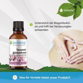 BIOHERBA 2 Stk. Tausendgüldenkraut Tropfen, Centaurium Erythraea Tinktur 50 ml – Flüssig Extrakt – Unterstützt Verdauung & Stoffwechsel, vegan, mit Chrom für normalen Blutzucker, PZN 17187830