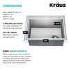 KRAUS Fairlane 25-inch Drop In/Top Mount Single Bowl 18-Gauge Stainless