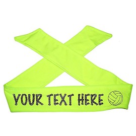 Violet Victoria & Fan Star Volleyball TIE Headband - Design Your OWN Headband - Sparkle Letters! (Lime Green)