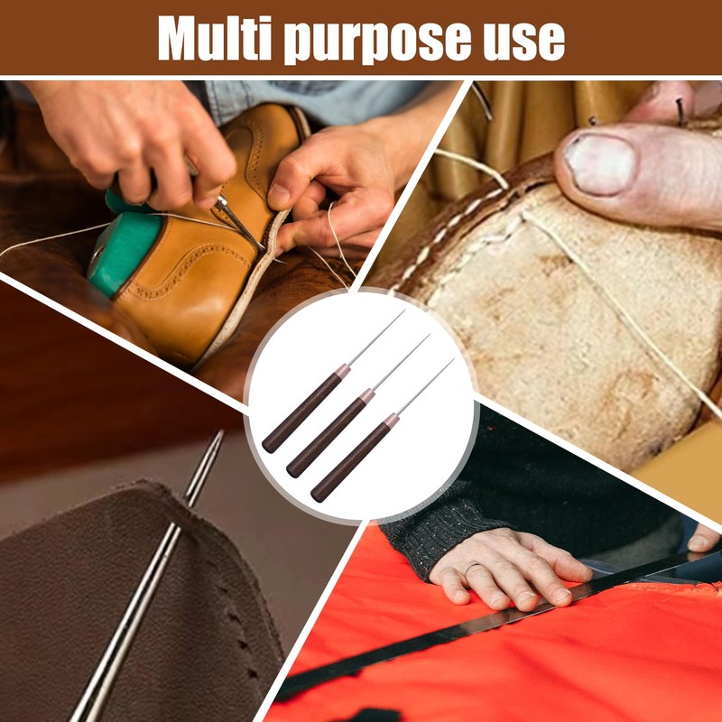 2 Pack Handwork Sewing Awl, Gourd Shape Awl Wooden Awl