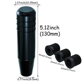 Temzzer Gear Shift Knob 5 Inch Shifter Lever Head Aluminium for Most Manual Automatic Vehicles (Black)