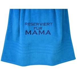 Lashuma Shower Towel 70 x 140 cm with Stick Reserved for Mum, London Towel Blue – Capri