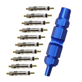 11pcs Bike Valve Core Removal Tool Set, Blue Valve Disassembly Tool & Replacement Brass Valve Core for Bicycles Cars