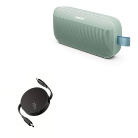 BoxWave Cable Compatible with Bose SoundLink Flex (Second Gen) - PD miniSync (240W), Retractable PD 240W Portable USB Type-C Cable - Jet Black